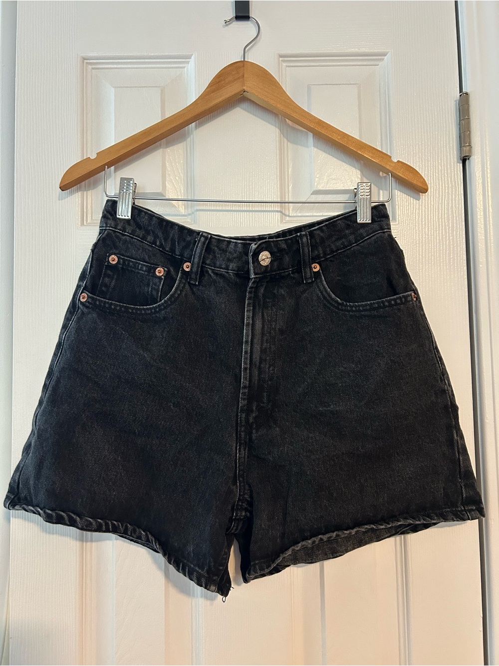 Zara Black High Rise Denim Shorts